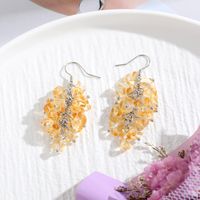1 Pair Retro Printing Natural Stone Crystal Drop Earrings sku image 12