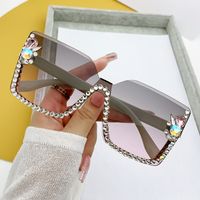 Elegant Basic Resin Special-shaped Mirror Diamond Frameless Women's Sunglasses main image 1
