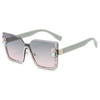 Elegant Basic Resin Special-shaped Mirror Diamond Frameless Women's Sunglasses main image 4