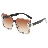 Elegant Basic Resin Special-shaped Mirror Diamond Frameless Women's Sunglasses sku image 8
