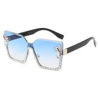 Elegant Basic Resin Special-shaped Mirror Diamond Frameless Women's Sunglasses sku image 7