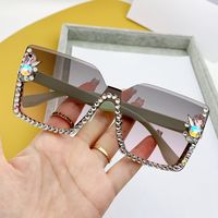 Elegant Basic Resin Special-shaped Mirror Diamond Frameless Women's Sunglasses main image 2