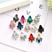 1 Pair Glam Water Droplets Inlay Alloy Artificial Crystal Drop Earrings main image 2