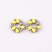 1 Pair Fashion Round Alloy Inlay Acrylic Artificial Crystal Women's Ear Studs sku image 1
