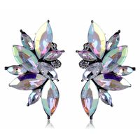 1 Paire Glamour Géométrique Alliage Incruster Cristal Artificiel Résine Femmes Boucles D'oreilles main image 3