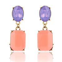 1 Pair Glam Oval Rectangle Alloy Plating Resin Women's Drop Earrings main image 5