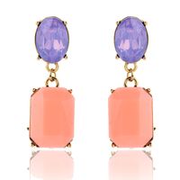 1 Pair Glam Oval Rectangle Alloy Plating Resin Women's Drop Earrings sku image 2