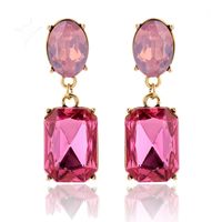 1 Pair Glam Oval Rectangle Alloy Plating Resin Women's Drop Earrings sku image 1