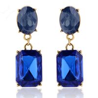 1 Pair Glam Oval Rectangle Alloy Plating Resin Women's Drop Earrings sku image 4