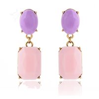1 Pair Glam Oval Rectangle Alloy Plating Resin Women's Drop Earrings main image 2