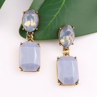 1 Pair Glam Oval Rectangle Alloy Plating Resin Women's Drop Earrings sku image 9