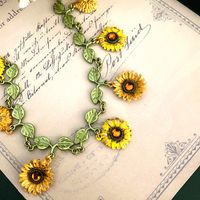 Vacances Feuille Tournesol Alliage Émail Femmes Bracelets main image 4