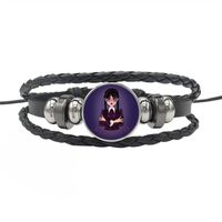 Nouveauté Vêtement De Rue Humain Couleur Unie Faux Cuir Cordon Bouton Verre Unisexe Bracelet main image 5