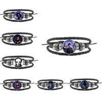 Nouveauté Vêtement De Rue Humain Couleur Unie Faux Cuir Cordon Bouton Verre Unisexe Bracelet main image 7