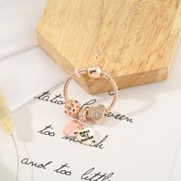 1 Piece Simple Style Heart Shape Bow Knot Alloy Plating Inlay Rhinestones Mother's Day Women's Pendant Necklace main image 5