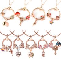 1 Piece Simple Style Heart Shape Bow Knot Alloy Plating Inlay Rhinestones Mother's Day Women's Pendant Necklace main image 1