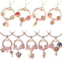 1 Piece Simple Style Heart Shape Bow Knot Alloy Plating Inlay Rhinestones Mother's Day Women's Pendant Necklace main image 6