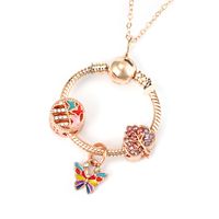 1 Piece Simple Style Heart Shape Bow Knot Alloy Plating Inlay Rhinestones Mother's Day Women's Pendant Necklace sku image 1