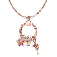1 Piece Simple Style Heart Shape Bow Knot Alloy Plating Inlay Rhinestones Mother's Day Women's Pendant Necklace sku image 6