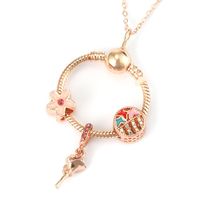 1 Piece Simple Style Heart Shape Bow Knot Alloy Plating Inlay Rhinestones Mother's Day Women's Pendant Necklace sku image 3
