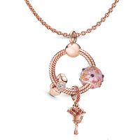 1 Piece Simple Style Heart Shape Bow Knot Alloy Plating Inlay Rhinestones Mother's Day Women's Pendant Necklace sku image 7
