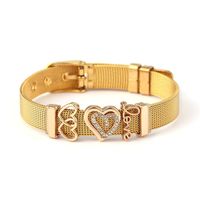 1 Piece Fashion Heart Shape Titanium Steel Inlay Artificial Gemstones Bracelets sku image 4