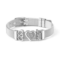 1 Piece Fashion Heart Shape Titanium Steel Inlay Artificial Gemstones Bracelets sku image 1