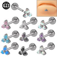 1 Pièce Simple Style Fleur En Acier Inoxydable Placage Incrustation Zircon Lèvre Stud main image 2