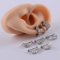 1 Piece Lady Heart Shape Inlay Stainless Steel Zircon Ear Studs main image 3