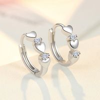 1 Pair Fashion Heart Shape Copper Inlaid Zircon Earrings sku image 1