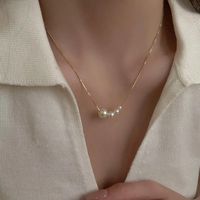 Simple Style Square Flower Bow Knot Alloy Inlay Artificial Pearls Rhinestones Women's Necklace sku image 8