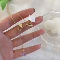 Simple Style Square Flower Bow Knot Alloy Inlay Artificial Pearls Rhinestones Women's Necklace sku image 29