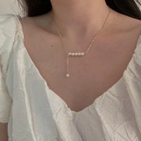 Simple Style Square Flower Bow Knot Alloy Inlay Artificial Pearls Rhinestones Women's Necklace sku image 12