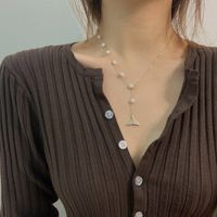 Simple Style Square Flower Bow Knot Alloy Inlay Artificial Pearls Rhinestones Women's Necklace sku image 31