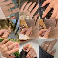 1 Piece Fashion Flower Butterfly Bow Knot Copper Inlay Artificial Pearls Zircon Rings main image 1
