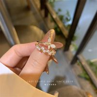 1 Piece Fashion Flower Butterfly Bow Knot Copper Inlay Artificial Pearls Zircon Rings sku image 19