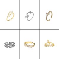 1 Piece Fashion Flower Butterfly Bow Knot Copper Inlay Artificial Pearls Zircon Rings main image 6