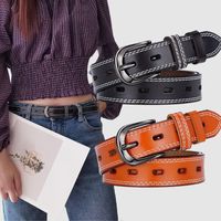 Simple Style Solid Color Pu Leather Alloy Women's Leather Belts 1 Piece main image 1
