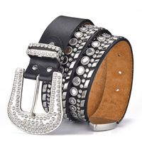 Moda Impresión Cuero Sintético Aleación Embutido Diamantes De Imitación Unisexo Cinturones De Cuero 1 Pieza main image 5