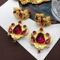Simple Style Flower Alloy Inlay Crystal Women's Drop Earrings main image 1