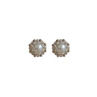 1 Pair Simple Style Round Inlay Copper Rhinestones Pearl Ear Studs main image 5