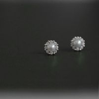 1 Pair Simple Style Round Inlay Copper Rhinestones Pearl Ear Studs main image 3