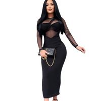 Women's Sheath Dress Fashion Round Neck Patchwork Long Sleeve Solid Color Midi Dress Daily main image 5
