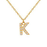 1 Piece Simple Style Letter Titanium Steel Plating Hollow Out Inlay Zircon Pendant Necklace main image 4