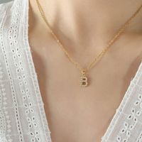 1 Piece Simple Style Letter Titanium Steel Plating Hollow Out Inlay Zircon Pendant Necklace sku image 2