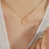 1 Piece Simple Style Letter Titanium Steel Plating Hollow Out Inlay Zircon Pendant Necklace sku image 19