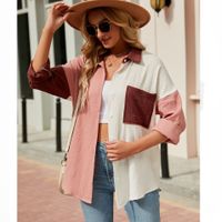 Women's Blouse Long Sleeve Blouses Pocket Fashion Streetwear Color Block main image 4