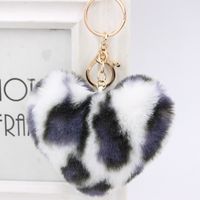 1 Piece Retro Heart Shape Leopard Alloy Plush Women's Bag Pendant Keychain sku image 1
