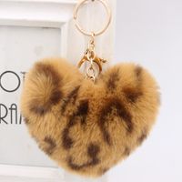 1 Piece Retro Heart Shape Leopard Alloy Plush Women's Bag Pendant Keychain main image 1