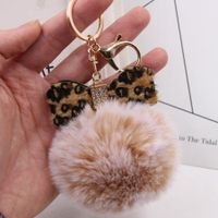 1 Piece Fashion Bow Knot Leopard Pu Leather Women's Bag Pendant Keychain main image 3